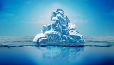 3d render of iceberg, water level side view Stock Illustration