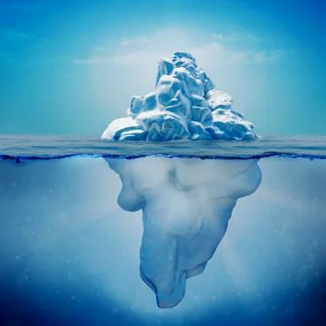 3d render of iceberg, water level side view Stock Illustration