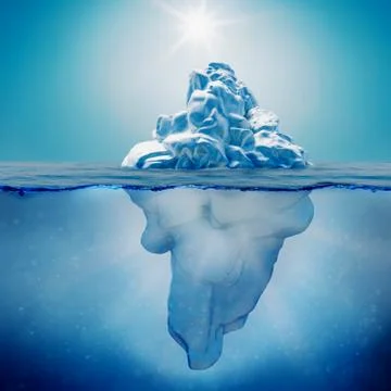 3d render of iceberg, water level side view Stock Illustration