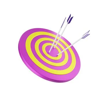 3d render icon design.target template with arrows in the center pink and yell Stock Illustration