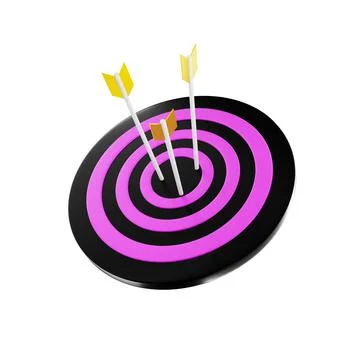 3d render icon design.target template with arrows in the center black and pin Stock Illustration