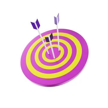 3d render icon design.target template with arrows in the center pink and yell Stock Illustration