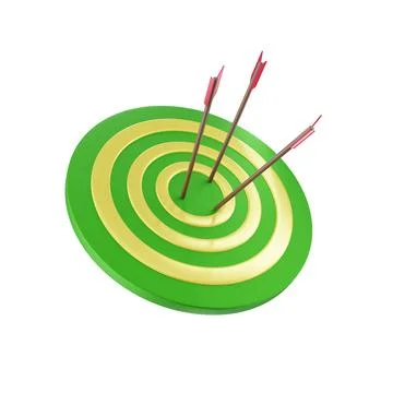 3d render icon design.target template with arrows in the center green and yel Stock Illustration