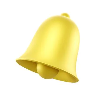 3d render icon of golden notification bell isolated on white background. Soci Illustrazione stock