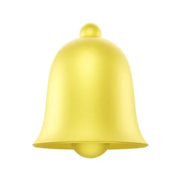 3d render icon of golden notification bell isolated on white background. Soci Illustrazione stock