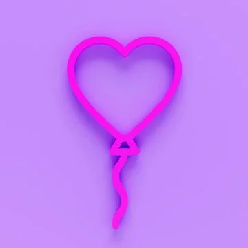 3d render icon of heart shape balloon on colour background. 3d render Icon of Stock Illustration