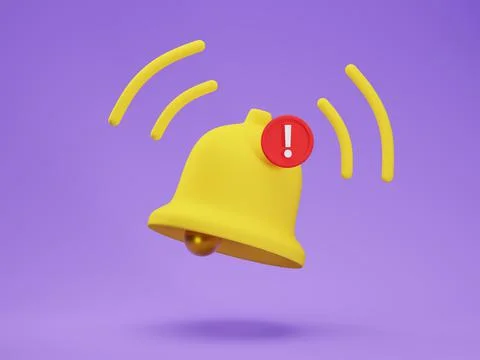 3d render icon of matte yellow notification bell with one new message isolated Stock Illustration