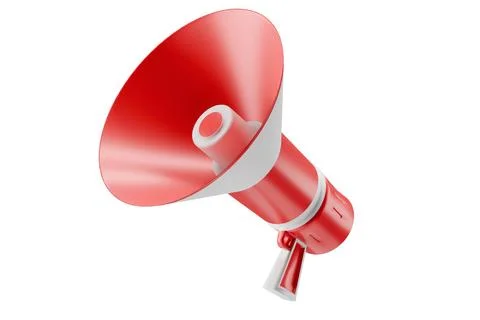3d render of icon red and white megaphone object Illustrazione stock
