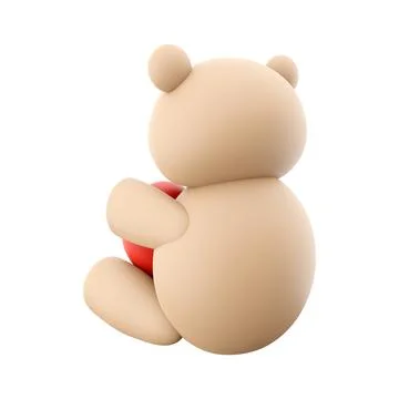 3d render Icon of teddy bear toy with a heart. 3d rendering icon teddy bear toy Stock Illustration
