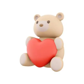 3d render Icon of teddy bear toy with a heart. 3d rendering icon teddy bear toy Stock Illustration