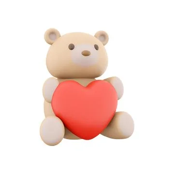 3d render Icon of teddy bear toy with a heart. 3d rendering icon teddy bear toy Stock Illustration