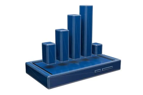 3d render icon wireframe design of mobile phone and stock market candlestick Stock Illustration