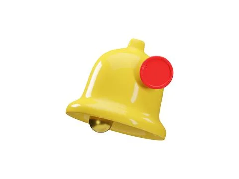 3d render icon of yellow notification bell isolated on white background. Social Stock Illustration