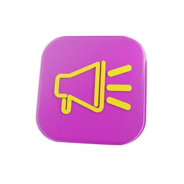 3d render icons. design template pink and yellow color with loudspeaker in fl Stock Illustration