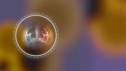 3d render illuminating brain in the process of intense learning, inside a Stock Illustration