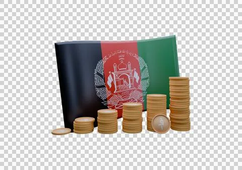 3D render illustration of Afghanistan flag and currency called Afghani Stockillustratie