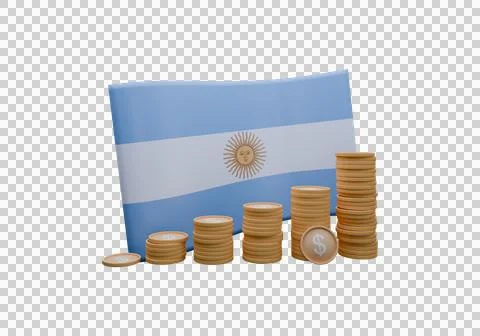 3D render illustration of Argentina flag and currency called Peso Stockillustratie