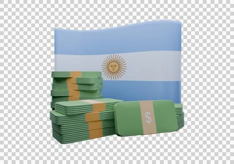 3D render illustration of Argentina flag and currency called Peso Stock Illustration