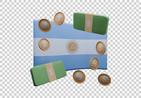 3D render illustration of Argentina flag and currency called Peso Stockillustratie