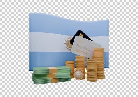 3D render illustration of Argentina flag and currency called Peso Stock Illustration
