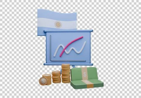 3D render illustration of Argentina flag and currency called Peso Stock Illustration