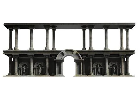 3d render illustration artwork of greek temple walls. Stock Illustration
