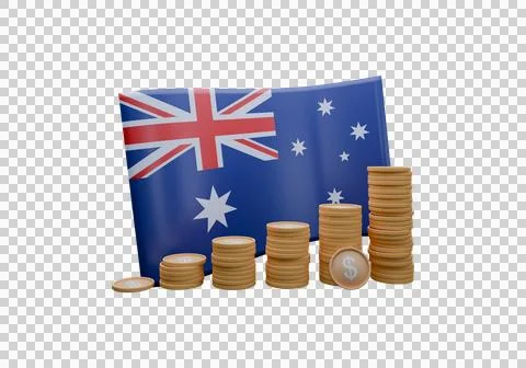 3D render illustration of Australia flag and currency called Dollar 库存插图