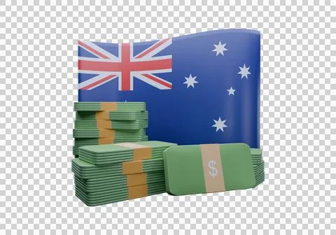 3D render illustration of Australia flag and currency called Dollar Illustrazione stock