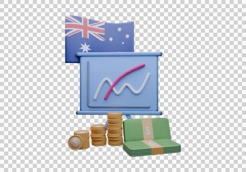 3D render illustration of Australia flag and currency called Dollar 库存插图