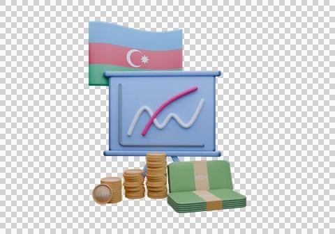 3D render illustration of Azerbaijan New flag and currency called Manat Stockillustratie