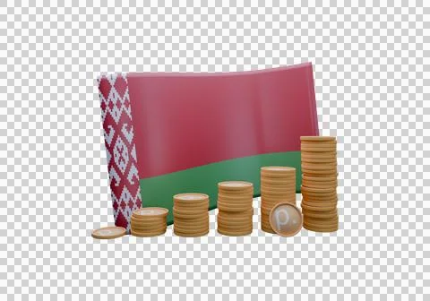 3D render illustration of Belarus flag and currency called Ruble 스톡 일러스트