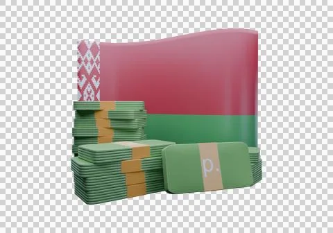 3D render illustration of Belarus flag and currency called Ruble 스톡 일러스트