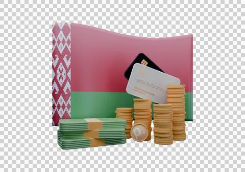 3D render illustration of Belarus flag and currency called Ruble 스톡 일러스트