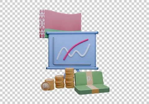 3D render illustration of Belarus flag and currency called Ruble 스톡 일러스트