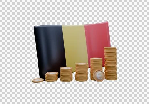 3D render illustration of Belgium flag and currency called Euro Stock Illustration