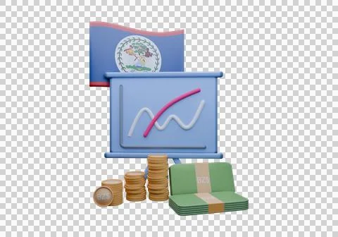 3D render illustration of Belize flag and currency called Dollar Illustrazione stock