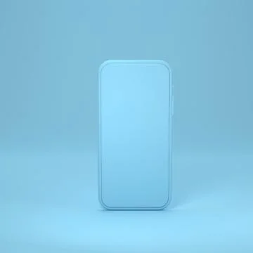 3d render illustration the blue smartphone, mock-up phone empty screen on blue Stock Illustration
