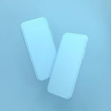 3d render illustration the blue smartphone, mock-up phone empty screen on blue Stock Illustration