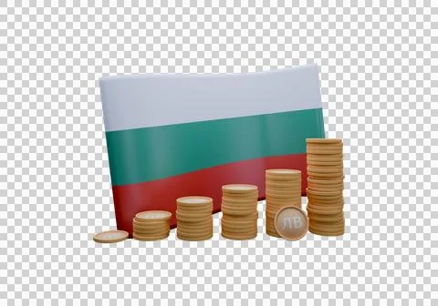 3D render illustration of Bulgaria flag and currency called Lev Stockillustratie