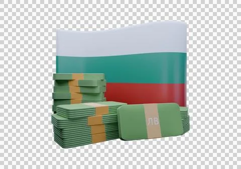 3D render illustration of Bulgaria flag and currency called Lev Stock Illustration