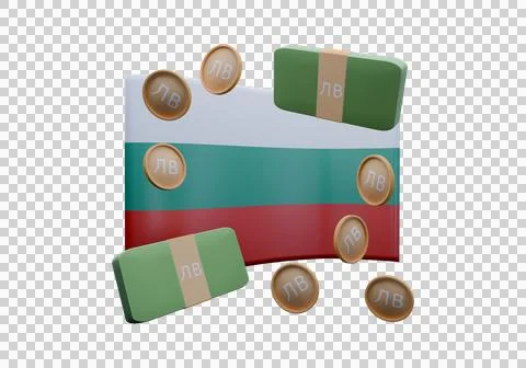 3D render illustration of Bulgaria flag and currency called Lev Stockillustratie