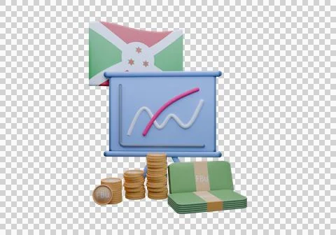 3D render illustration of Burundi flag and currency called Franc Stock Illustration