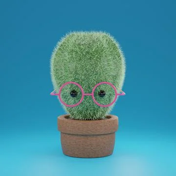 3d render illustration of cactus in a pot cartoon style. Modern trendy design Stock Illustration