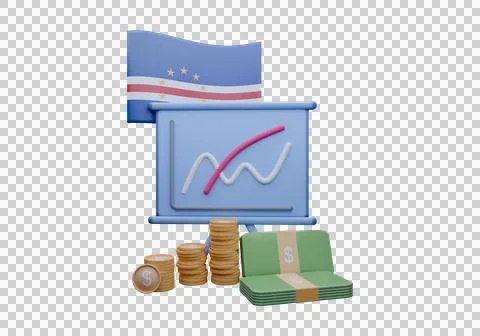 3D render illustration of Cape Verde flag and currency called Escudo Illustrazione stock