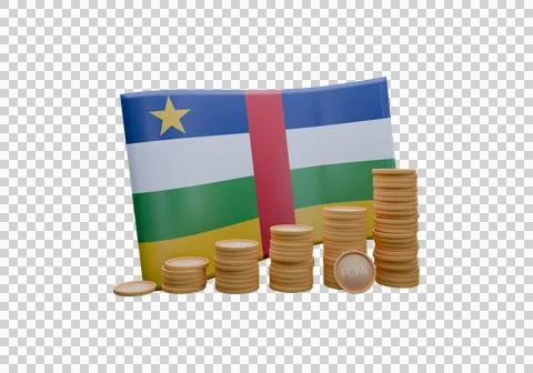 3D render illustration of Central African Republic flag and currency called.. Stockillustratie