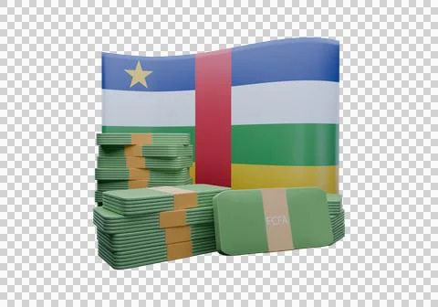 3D render illustration of Central African Republic flag and currency called.. Stockillustratie