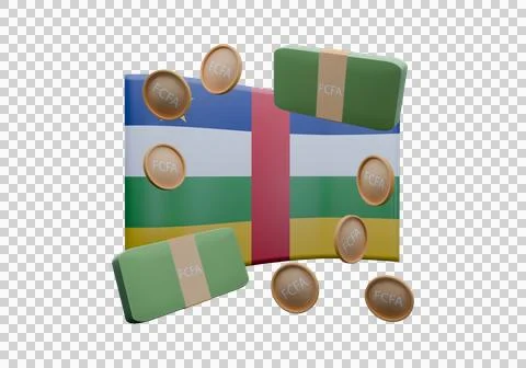 3D render illustration of Central African Republic flag and currency called.. Stock Illustration