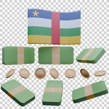 3D render illustration of Central African Republic flag and currency called.. Stock Illustration