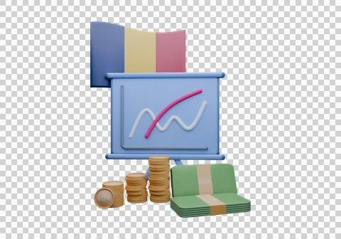 3D render illustration of Chad flag and currency called CFA Franc Illustrazione stock