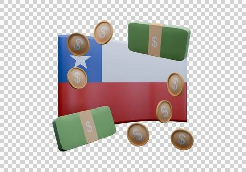 3D render illustration of Chile flag and currency called Peso Illustrazione stock